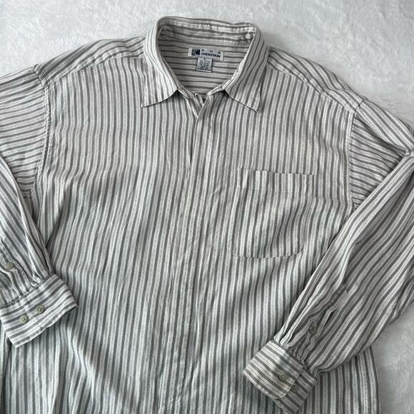 Vintage Men's Ron Chereskin Cotton and Rayon Striped Button-Up Shirt Size XL - Picture 3 of 8